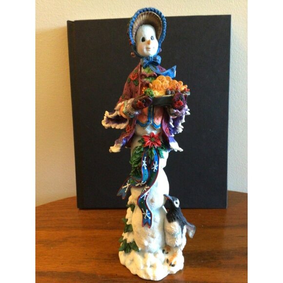 Lenox 1997 Winter Lady Christmas Figurine Snowman Penguin Hand-Painted Porcelain - Picture 1 of 10